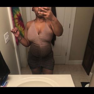 Nude Brown Glitter Dress